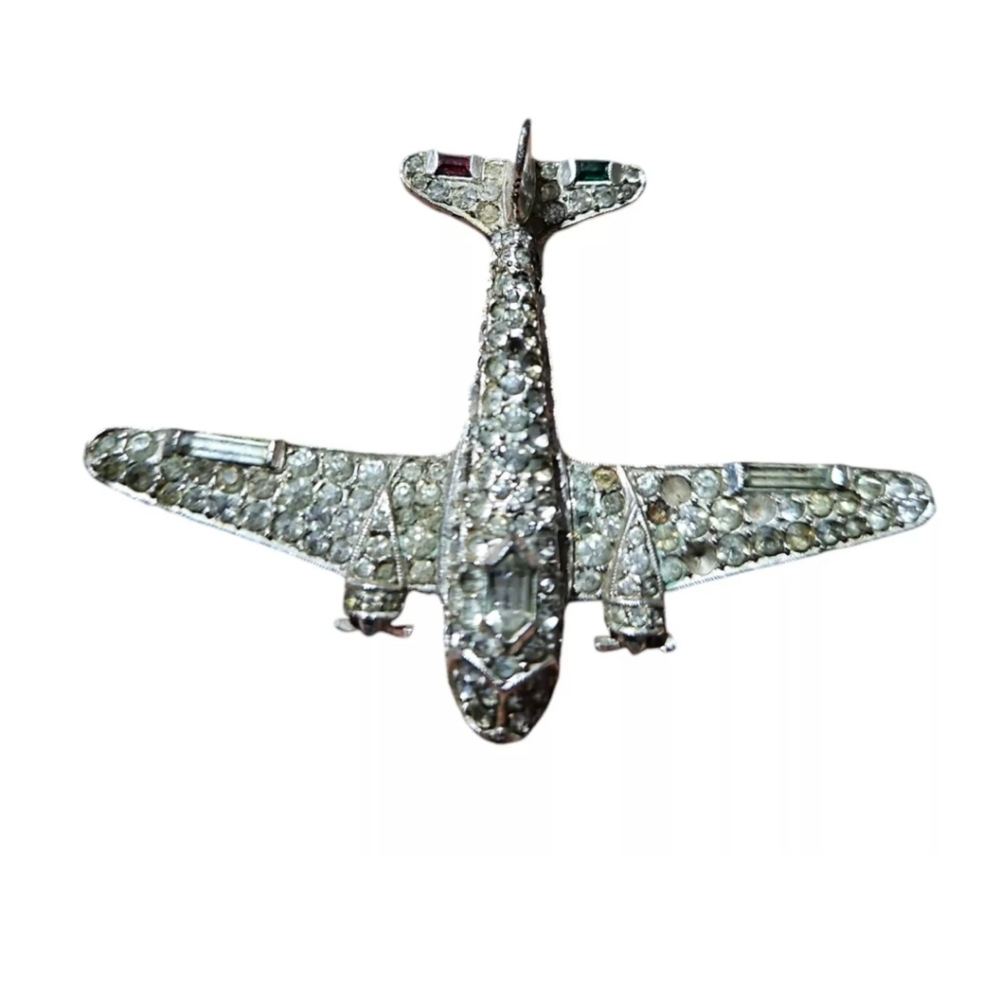 RARE Vintage Trifari Alfred Phillipe Airplane Brooch Pin As-Is